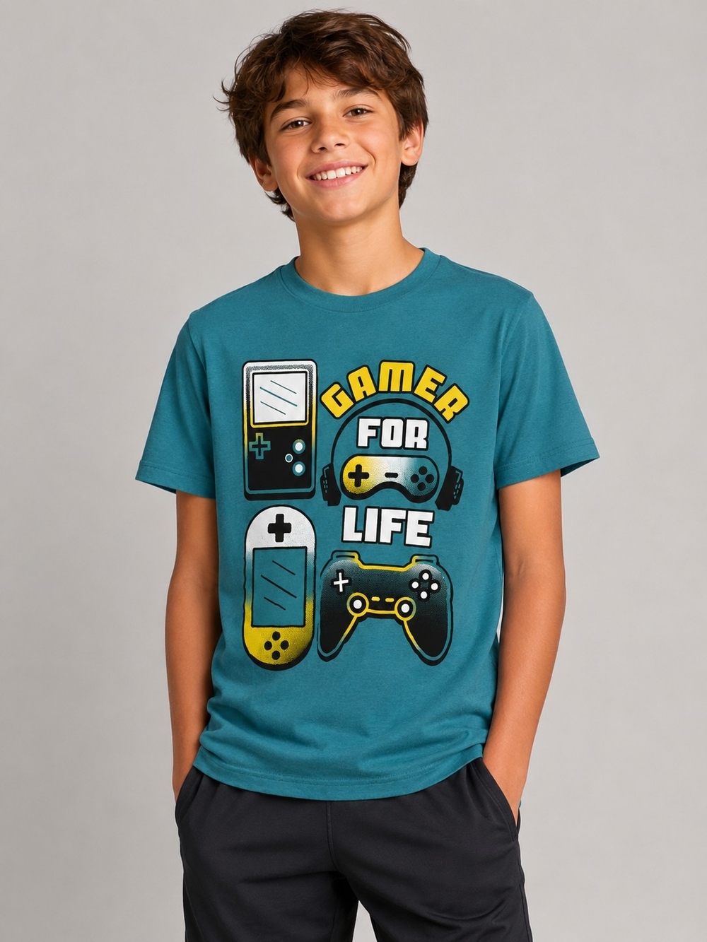 The Children's Place Teal 'Gamer For Life' Video Game Graphic Tee